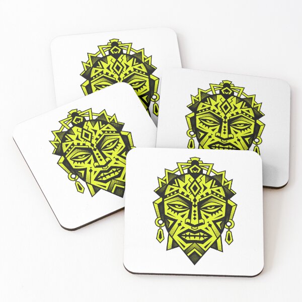 Item preview, Afro Futurist Geometric Tribal Mask – Neon Warrior Emblem designed and sold by Nubian Style.