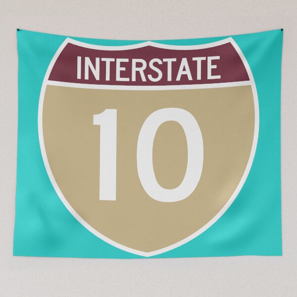 Item preview, I-10 Interstate Sign in Garnet and Gold designed and sold by Karate Octopus.