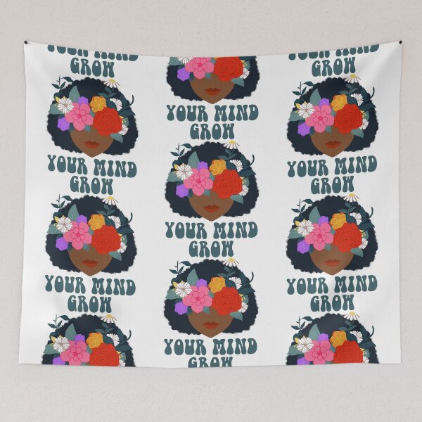 Item preview, Grow Your Mind – Floral Black Woman Botanical Self Growth Aesthetic designed and sold by ralucasrf.