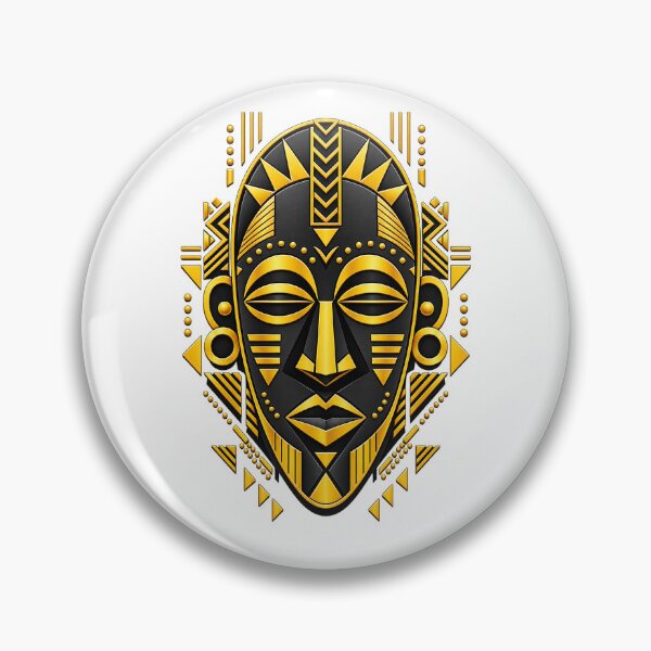 Item preview, Golden Afro-Futuristic Tribal Mask: Geometric Cyber-Ethnic Vector Art designed and sold by Nubian Style.