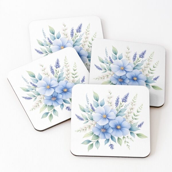 Item preview, Dusty Blue Floral Botanical Pattern – Soft Elegant Flower Design designed and sold by PeacefulD-signs.