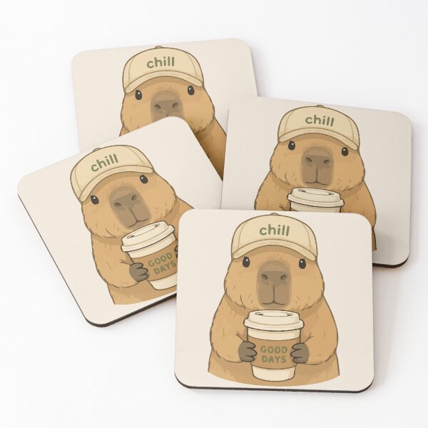 Item preview, Capybara Cartoon with Coffee Chill Good Days  designed and sold by stylishdzign.