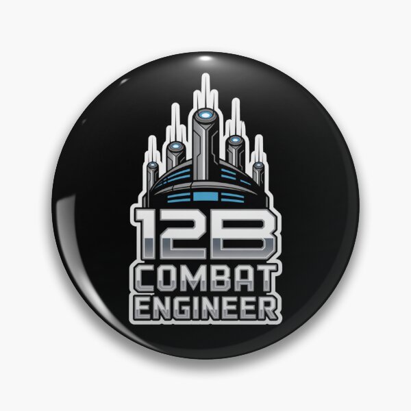 Item preview, 12B Combat Engineer — Futuristic Multi‑Tower Tech Emblem U.S. Army MOS Military Engineering Graphic White Outline designed and sold by GFamilyC.