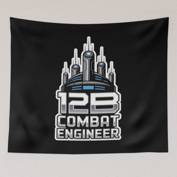 Item preview, 12B Combat Engineer — Futuristic Multi‑Tower Tech Emblem U.S. Army MOS Military Engineering Graphic White Outline designed and sold by GFamilyC.