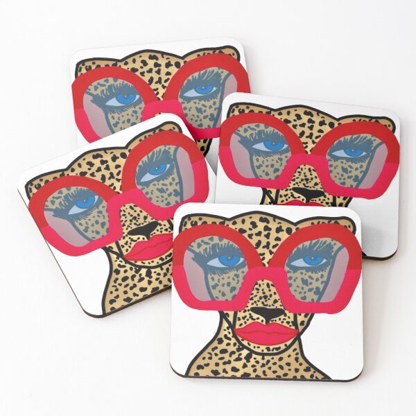 Item preview, Chic Cheetah with Red Glasses and Lips designed and sold by DailyDoodlesBySumbul.