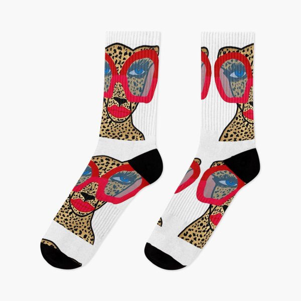 Item preview, Chic Cheetah with Red Glasses and Lips designed and sold by DailyDoodlesBySumbul.