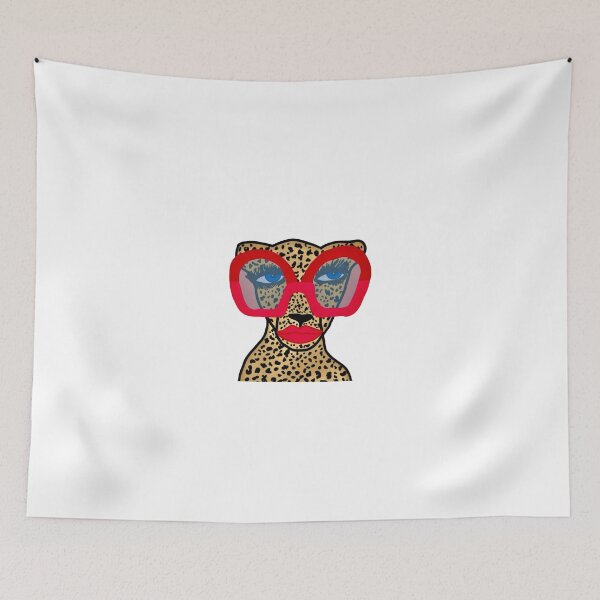 Item preview, Chic Cheetah with Red Glasses and Lips designed and sold by DailyDoodlesBySumbul.