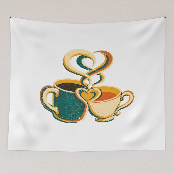 Item preview, Coffee Couple Intertwining Steam Heart Cozy Partners designed and sold by nortowelcomics.