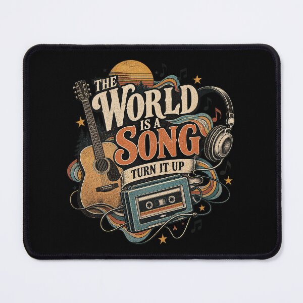 Item preview, The World Is a Song T-Shirt | Vintage Music Lover Guitar Retro Graphic designed and sold by Fanverse Merchandise.
