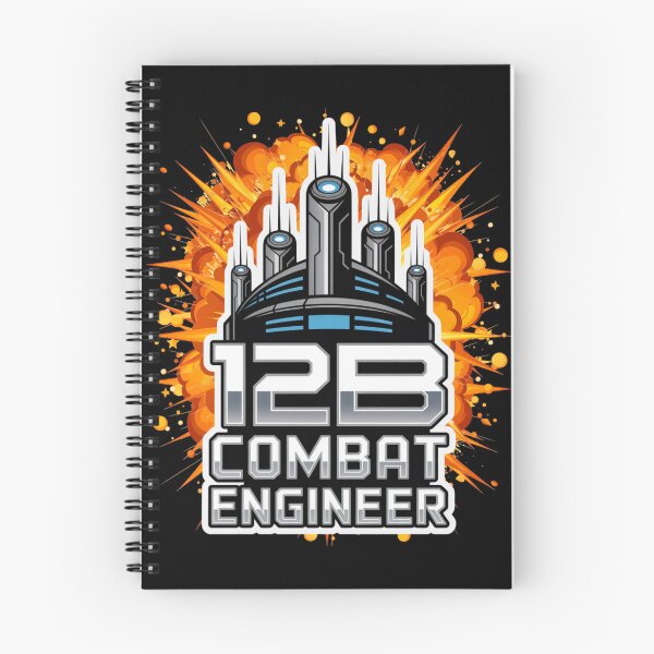 Item preview, 12B Combat Engineer — Futuristic Multi‑Tower Tech Emblem U.S. Army MOS Military Engineering Graphic White Outline Explosion designed and sold by GFamilyC.
