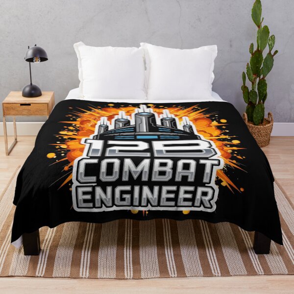 Item preview, 12B Combat Engineer — Futuristic Multi‑Tower Tech Emblem U.S. Army MOS Military Engineering Graphic White Outline Explosion designed and sold by GFamilyC.