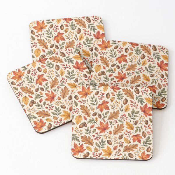 Item preview, Autumn Woodland Botanical Pattern – Cozy Fall Leaves & Acorns designed and sold by HO•Designs.