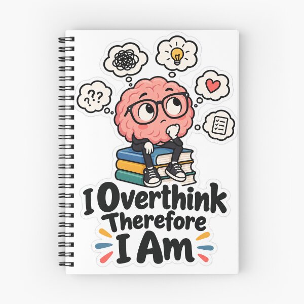 Item preview, I Overthink Therefore I Am – Funny Overthinking Brain Sticker designed and sold by Pixel & Ponder.