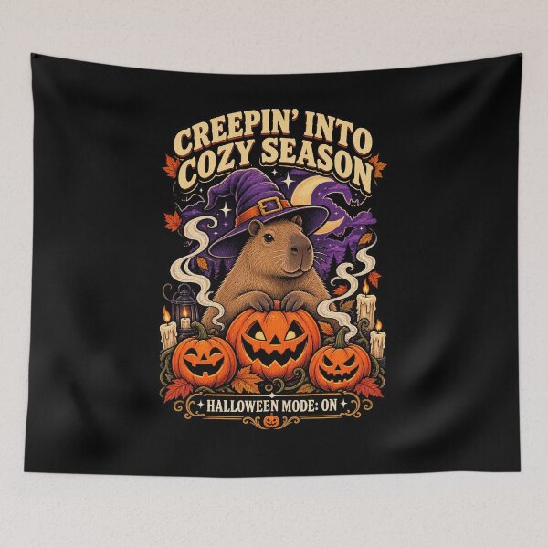 Item preview, Creepin Into Cozy Season Capybara Witch designed and sold by RatherCreative.