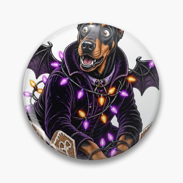 Artikelvorschau, Niedlicher Vampir-Dobermann mit Sargkeksen und Lichterkette entworfen und verkauft von CraftyValley.