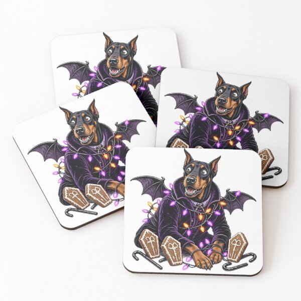 Item preview, Cute Vampire Doberman with Coffin Biscuits and Fairy Lights designed and sold by CraftyValley.