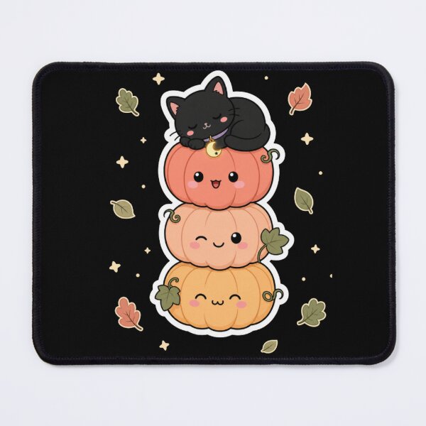 Item preview, Kawaii Pumpkin Cat Stack – Cute Black Cat on Pumpkins designed and sold by Artxotic Studio.