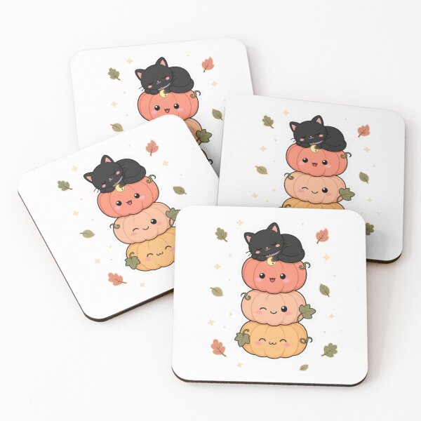 Item preview, Kawaii Pumpkin Cat Stack – Cute Black Cat on Pumpkins designed and sold by Artxotic Studio.