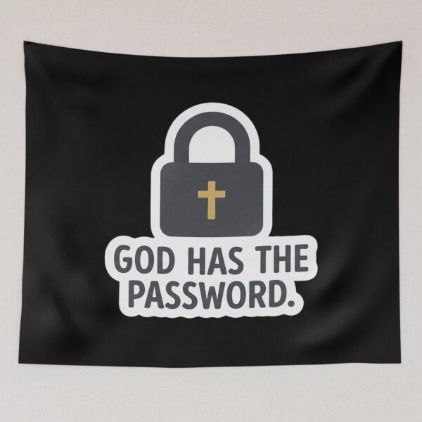 Item preview, God Has The Password - Funny Christian Phrase with Lock designed and sold by MantoSagrado.