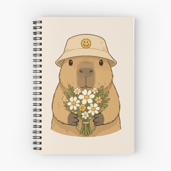 Item preview, Capybara Cartoon with Flowers and Smiley Hat designed and sold by stylishdzign.