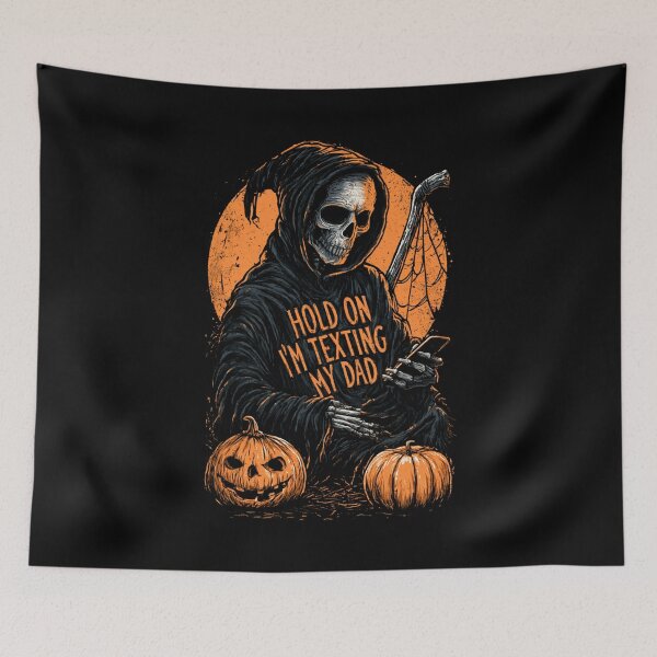 Item preview, Hold On I'm Texting My Dad – Funny Halloween Dark Humor Skeleton designed and sold by DyzioSupply.