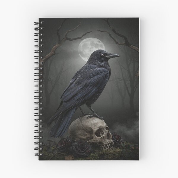 Item preview, Black Raven and Skull Beneath a Gothic Moon designed and sold by JanjjaSoulInk.