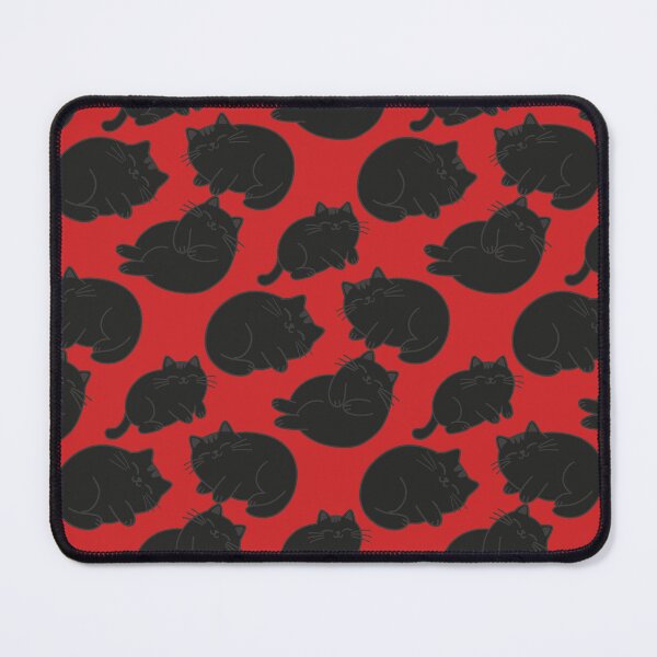Item preview, Cute Black Cats Red Seamless Pattern designed and sold by IriArt-Designs.