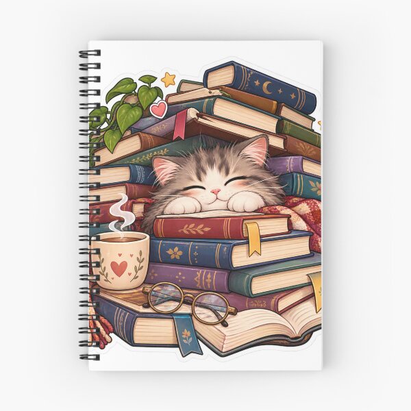 Item preview, Sleepy Cat Lost in Books – Cozy Bookworm Reading Sticker designed and sold by JAY187VK.