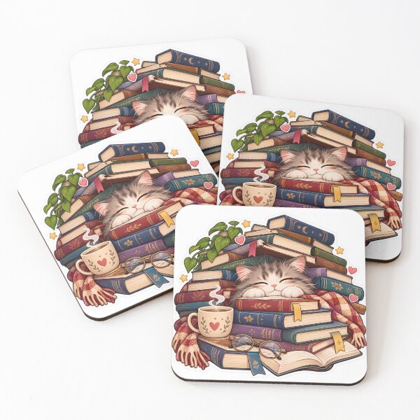 Item preview, Sleepy Cat Lost in Books – Cozy Bookworm Reading Sticker designed and sold by JAY187VK.