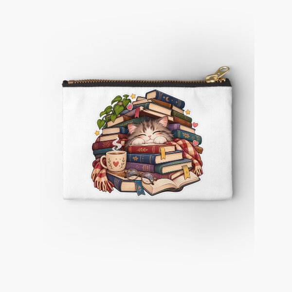 Item preview, Sleepy Cat Lost in Books – Cozy Bookworm Reading Sticker designed and sold by JAY187VK.