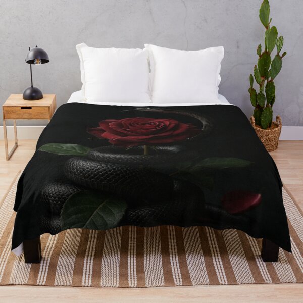 Item preview, Black Snake Wrapped Around Gothic Crimson Roses designed and sold by JanjjaSoulInk.