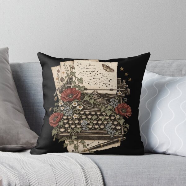 Item preview, Vintage Typewriter Wildflower Poetcore Illustration designed and sold by 966 A.D..