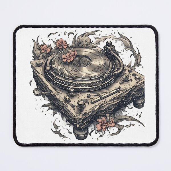 Item preview, Vintage Vinyl Record Player Floral Art Illustration designed and sold by HappyPrintCo.