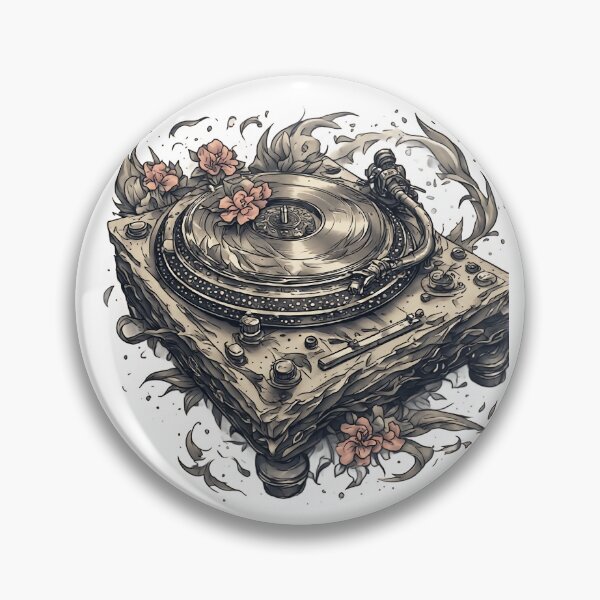 Item preview, Vintage Vinyl Record Player Floral Art Illustration designed and sold by HappyPrintCo.