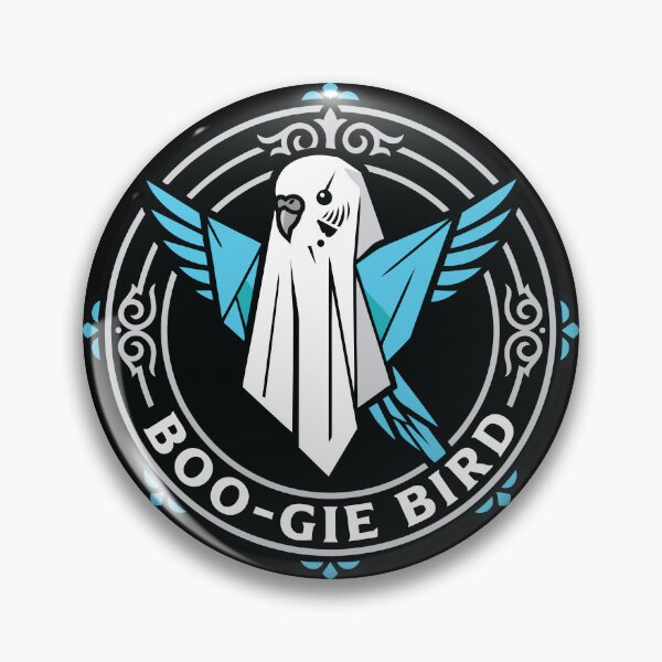 Item preview, Geometric Ghost Parakeet Boo-Gie Bird Emblem Art designed and sold by ZUMERI.