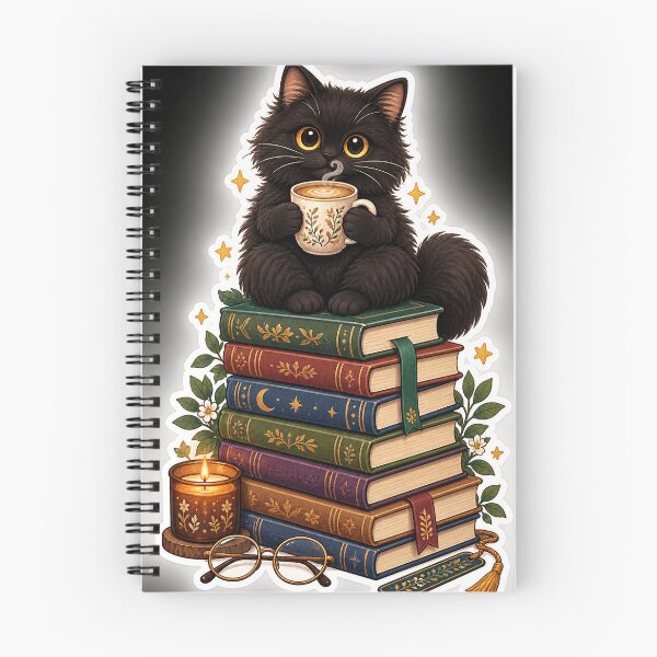 Item preview, Cozy Black Cat Coffee & Books – Dark Academia Bookworm Sticker designed and sold by JAY187VK.