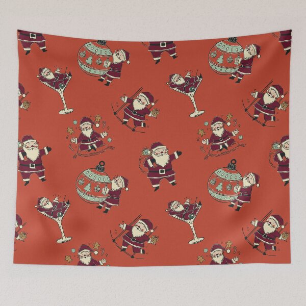 Item preview, Funny Vintage Santa Claus Pattern in Crimson Red Editorial Xmas designed and sold by Claudia S. Design.