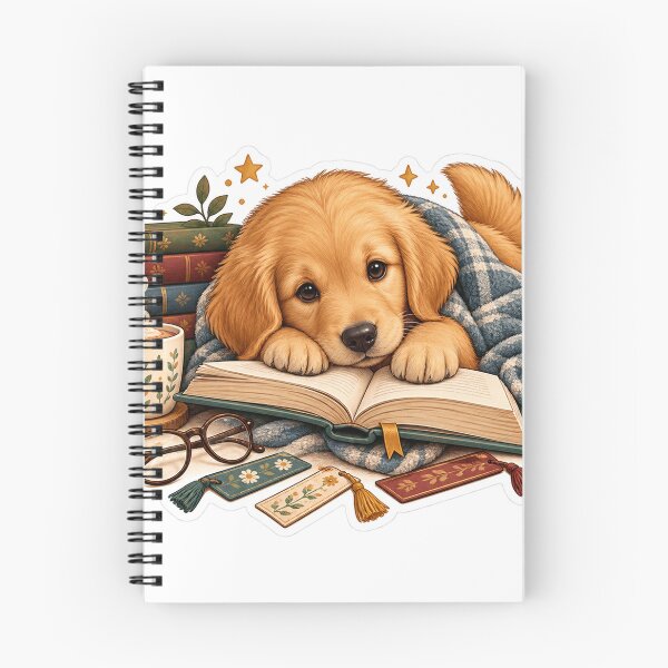 Item preview, Cozy Golden Retriever Reading a Book – Cute Bookworm Puppy Sticker designed and sold by JAY187VK.