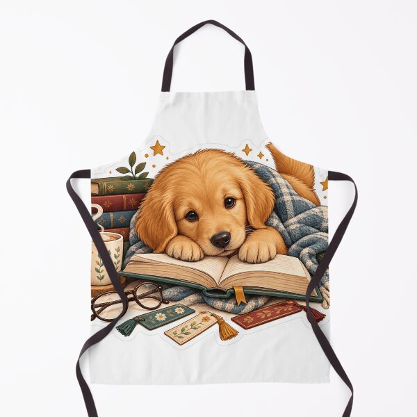 Item preview, Cozy Golden Retriever Reading a Book – Cute Bookworm Puppy Sticker designed and sold by JAY187VK.