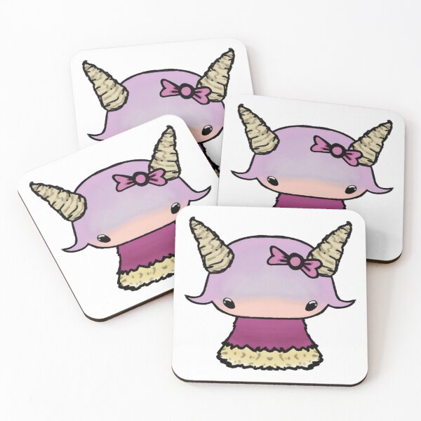Item preview, Cute Horned Creature with Bow Purple – Kawaii Sticker Art designed and sold by davidmalec.