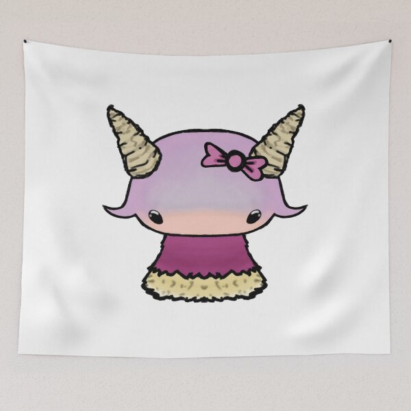 Item preview, Cute Horned Creature with Bow Purple – Kawaii Sticker Art designed and sold by davidmalec.