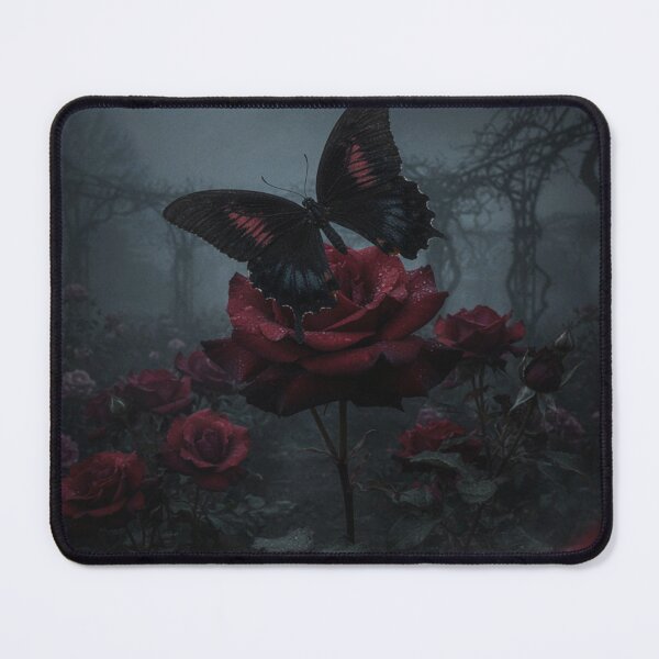 Item preview, Black Gothic Butterfly Among Dark Roses designed and sold by JanjjaSoulInk.