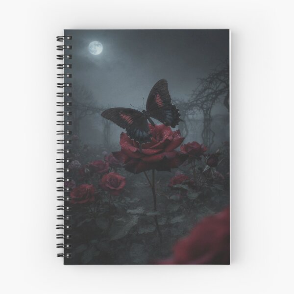 Item preview, Black Gothic Butterfly Among Dark Roses designed and sold by JanjjaSoulInk.