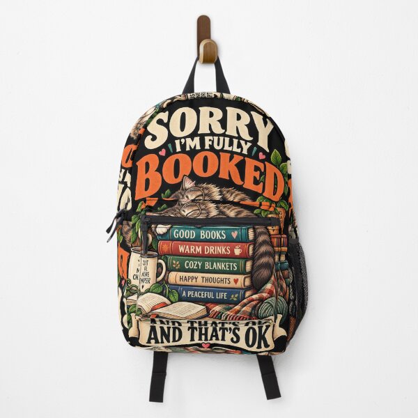 Item preview, Sorry I'm Fully Booked Cozy Cat Book Lover designed and sold by Ridaelb.