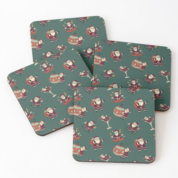 Item preview, Funny Vintage Santa Claus Pattern in Forest Green Editorial Holiday designed and sold by Claudia S. Design.