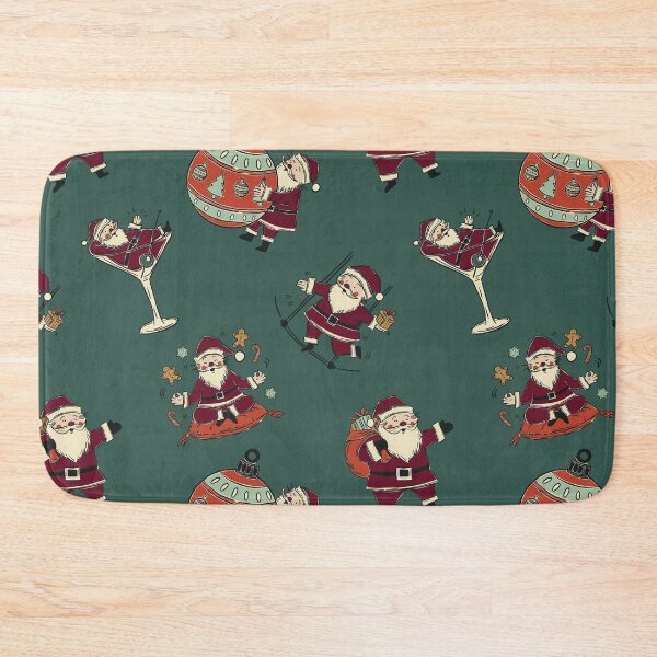 Item preview, Funny Vintage Santa Claus Pattern in Forest Green Editorial Holiday designed and sold by Claudia S. Design.