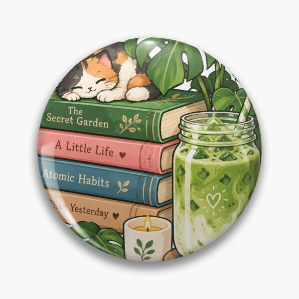 Item preview, Cozy Matcha Books and Cat Sticker – Cute Reading Nook Aesthetic designed and sold by JAY187VK.