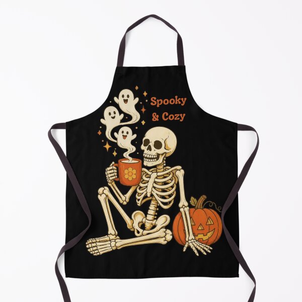 Item preview, Spooky & Cozy Retro Skeleton Coffee Pumpkin Halloween designed and sold by VizoArt-Studio.