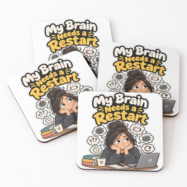 Item preview, My Brain Needs a Restart – Funny Brain Fog & Burnout Sticker designed and sold by Pixel & Ponder.