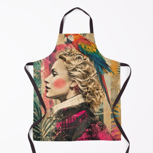 Item preview, Retro Tropical Woman with Parrot – Colorful Vintage Collage designed and sold by EwelinaBa.